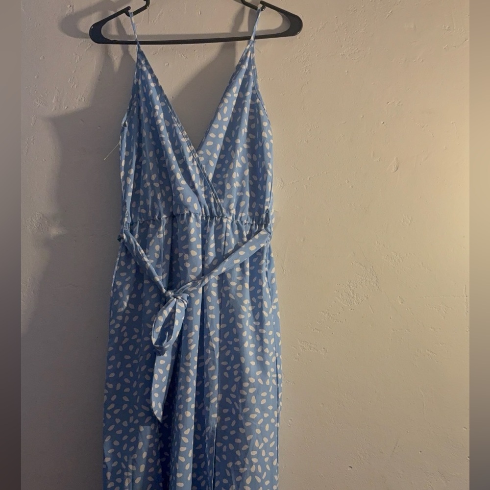 SHEIN Blue Polka Dot Wrap Maxi Dress Size M